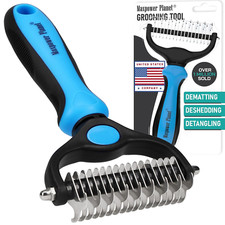 Maxpower Planet Double-Sided Undercoat Rake 9/17-Tooth Grooming Brush Dog  Cat