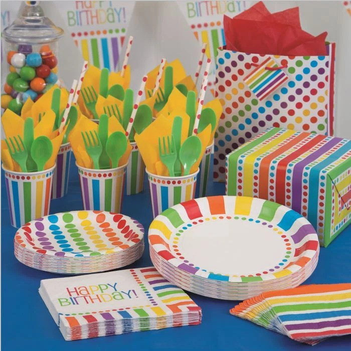 UNIQUE PARTY Rainbow Colourful Birthday Party Decorations Banner Tableware Supplies Balloons