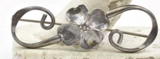 Antique NYE Sterling Silver DOGWOOD Flower Bar Pin Brooch Circa 1940 Signed