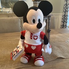 MICKEY MOUSE Plush 12" Disney “Just Play” Red Heart Shorts Tennis Shoe Dancing