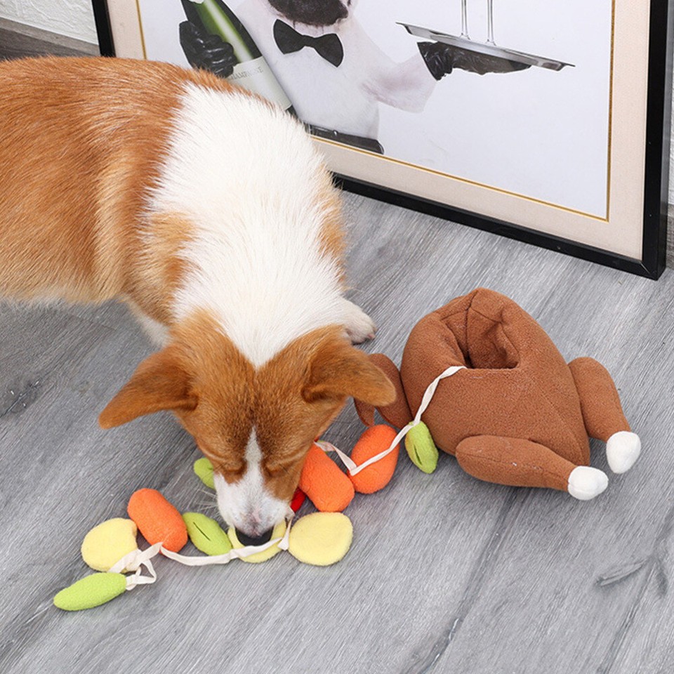 Food Puzzle for Dogs Plush Toy Turkey Chew Toys Pet Play Puppy Bite