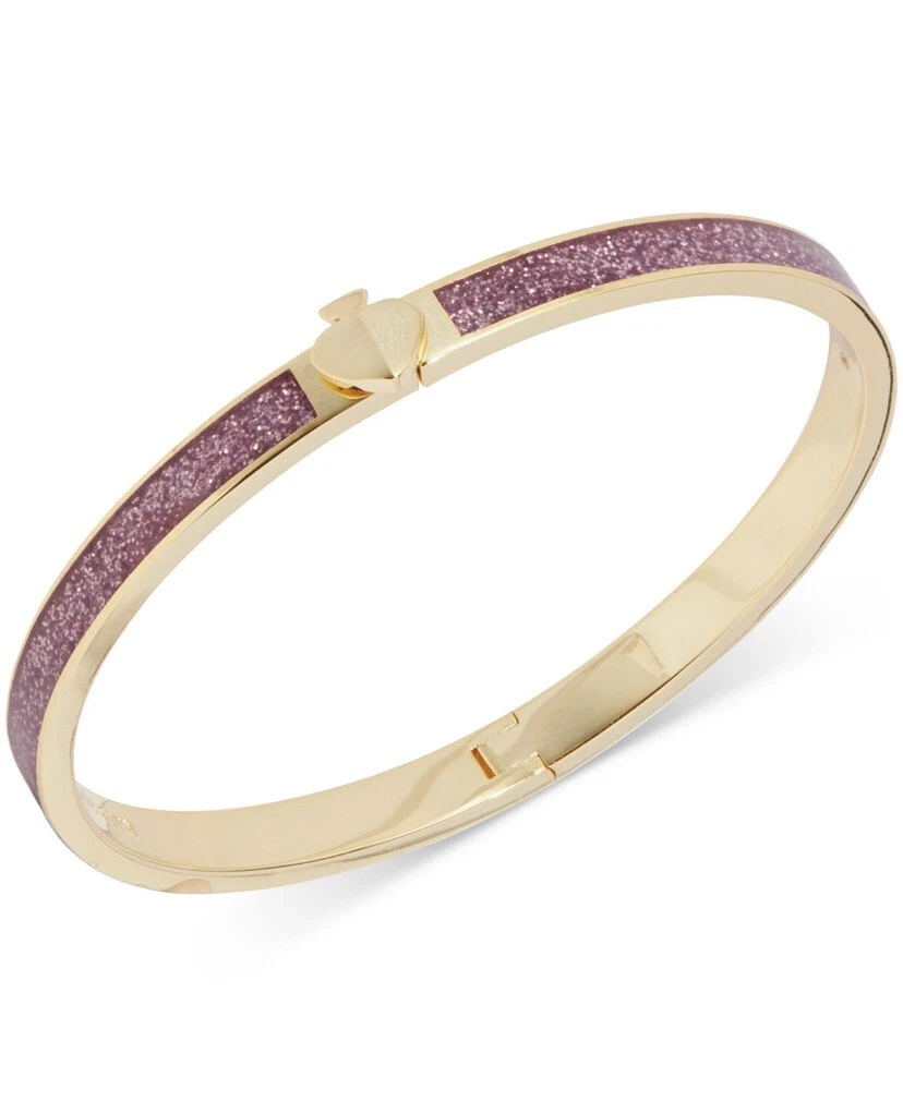 58 KATE SPADE Heritage Spade Thin Enamel Glitter Bracelet Bangle Pink P5