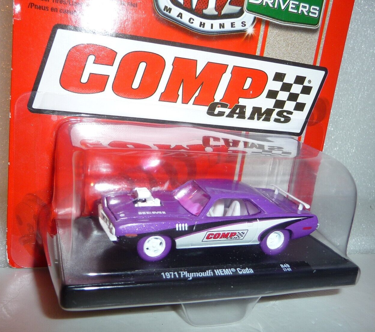 M2 Machines Comp Cams Purple/White Chase 1971 Plymouth Hemi Cuda 1:64 Diecast