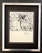 PABLO PICASSO + 1955 SIGNED SUPERB PRINT MATTED AND FRAMED + LIST $595=
