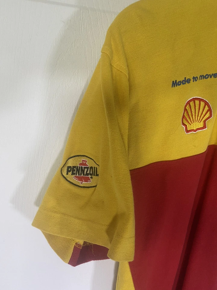 Kevin Harvick Pennzoil Shell Fuel Red Yellow Logo Sz Medium Polo Racing Shirt - Image 4 of 4