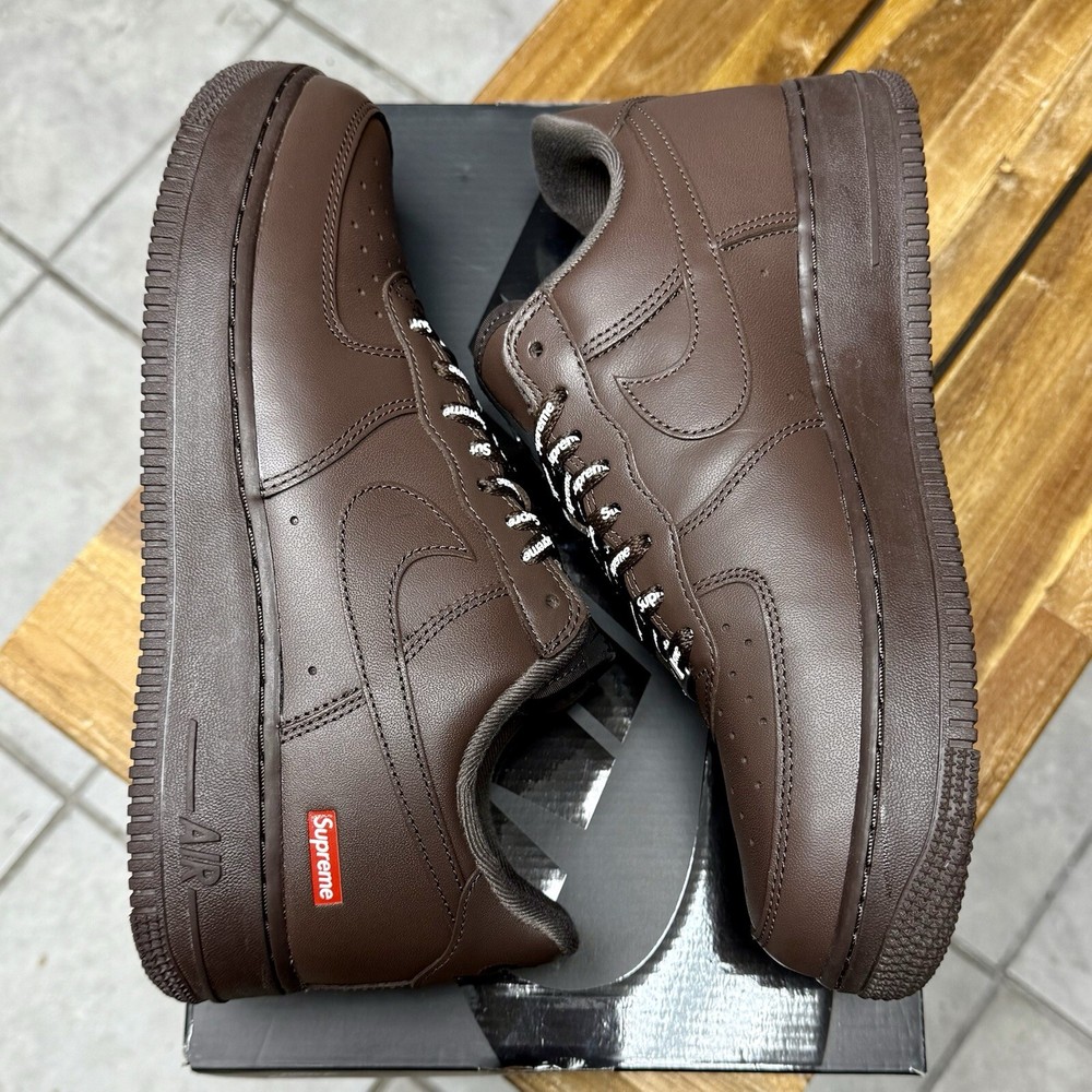 Size 9 - Nike Supreme x Air Force 1 Low Box Logo - Baroque Brown