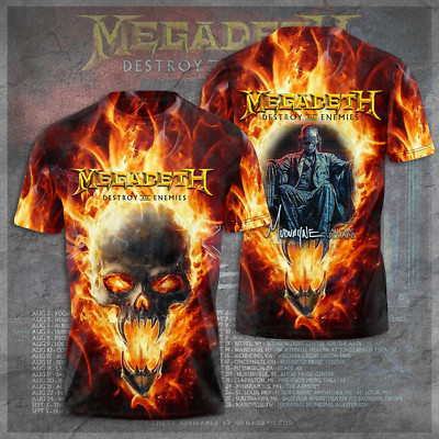 MEGADETH Band DESTROY ALL ENEMIES AOP Tee Shirt Full Size S-5XL