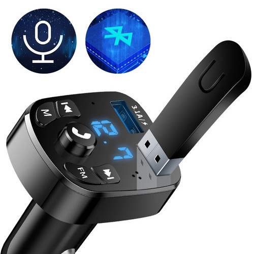 Emetteur Bluetooth Voiture Bluetooth Voiture, Transmetteur FM Bluetooth 5.0 Adaptateur Radio Lecteur De Musique MP3 Sans Fil, Appels Mains Libres, Dual USB Ports 5V/2.4A & 1A Allume Cigare Bluetooth