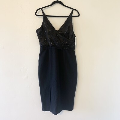 dress the population giulia Dress the Population Giulia Sequin Bodice Crepe Dress, Black, S