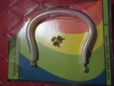 NIP Vintage BROWN & WHITE Plastic WOODEN PURSE Handle w/HARDWARE - 1970's