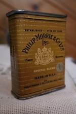 PHILIP MORRIS CIGARETTE TIN VINTAGE 1940s-1950s SLIDE TOP MADE IN USA