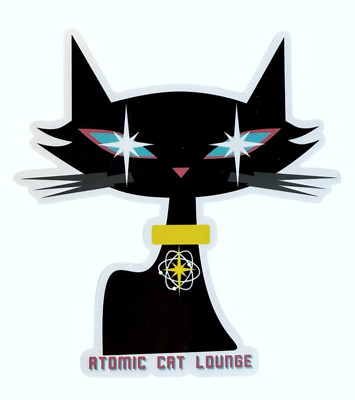 Retro Atomic Cat Lounge Super XL StickerAtomic Kitty Head in Black