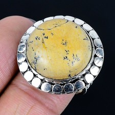 Exceptional Picture Jasper Gemstone 925 Sterling Silver Ring Size Adj