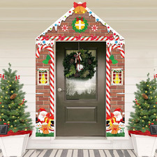 3 Pcs Christmas Door Cover Decorations,Gingerbread Party Door Banner Set for Xma