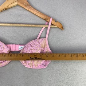 Vintage La Perla Bra Womens 36C/3 Pink Lace Lightly Padded Made in Italy