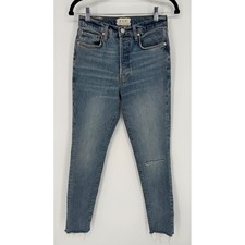FREE PEOPLE WE THE FREE HIGH WAIST BUTTON FLY SKINNY JEANS MEDIUM WASH SZ 26