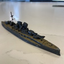 WW2 Battleship. Original And All Gun turrets. Waterline. Antique