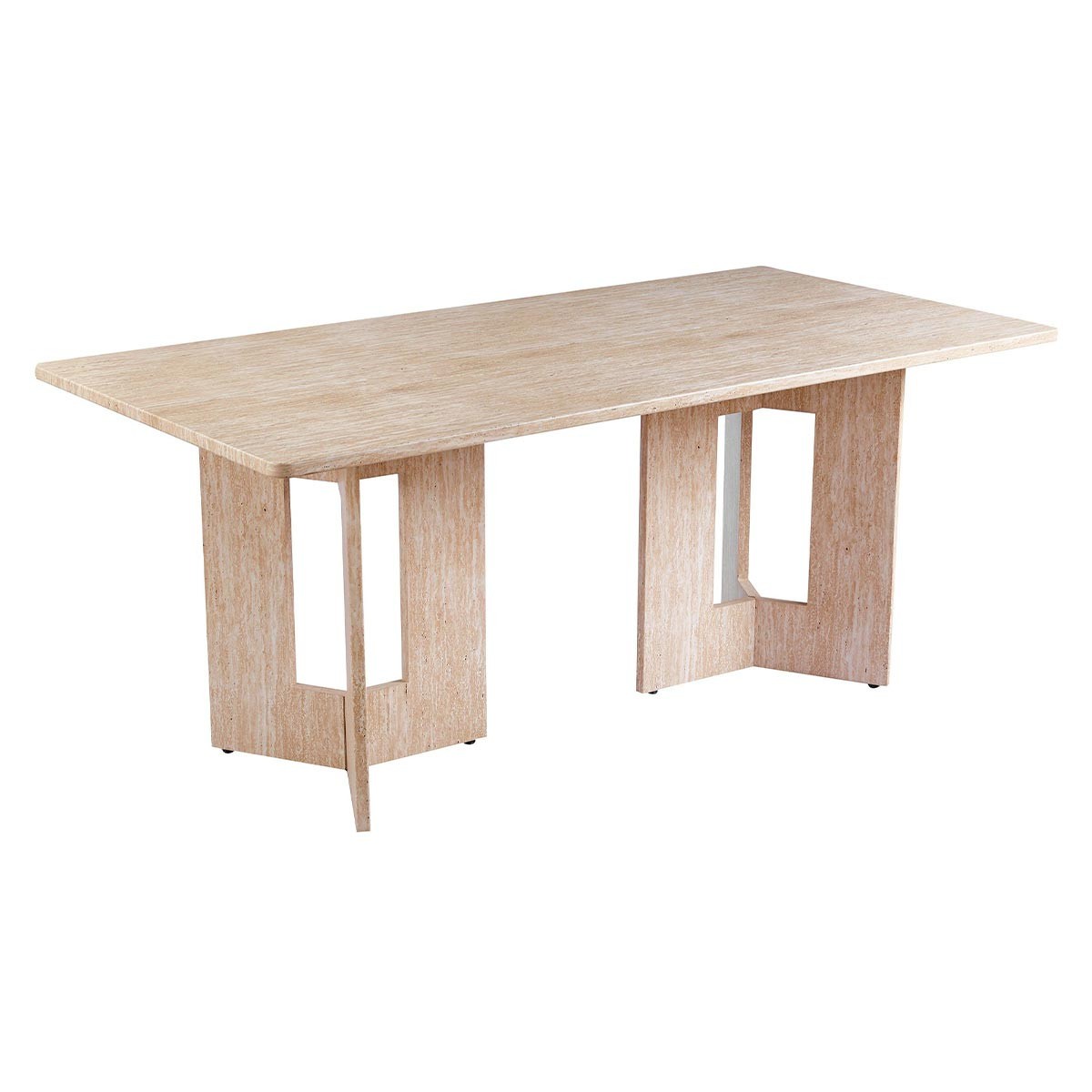 Table à manger effet travertin beige 180cm Alejandra, l'esprit de famille au salon