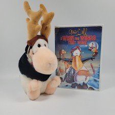 Dakin Opus Reindeer Penguin Christmas Plush Wish For Wings That Work DVD Lot