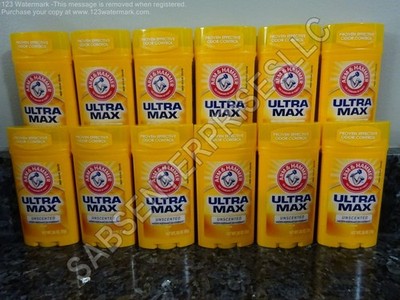 12 Arm & Hammer Ultra Max UNSCENTED Wide Solid Antiperspirant Deodorant 2.6 oz.