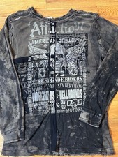 Affliction Thermal XL Black Distressed Wings Long Sleeve Tee Y2K USA AOP Grunge