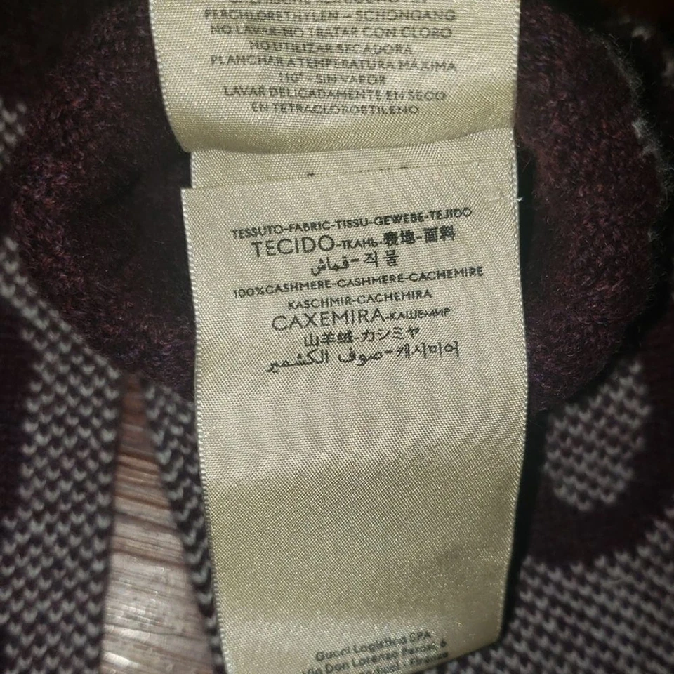 Guantes Gucci punto púrpura y crema 100 % cachemir sin dedos talla grande Foto 4 de 4
