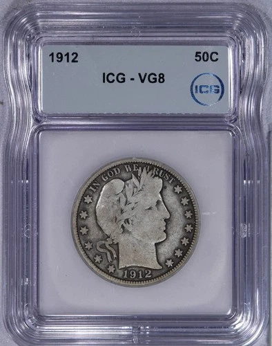 1912 Barber Half Dollar 50C ICG VG8