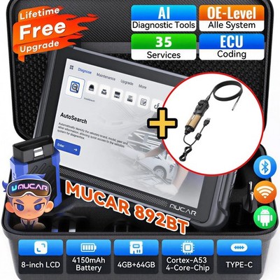 MUCAR 892BT KFZ OBD2 Diagnosegerät Scanner 35+ Reset Alle System 28 Sprachen DE