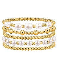Silver Bracelets For Women Trendy Cute Pearl Beaded Gold average, Gold-A