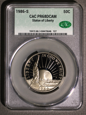 1986-S 50c Statue Of Liberty Half Dollar CAC PR68DCAM 1986 San
