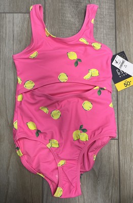 Gap Kids Cutout Swim One-Piece Pink Lemon Girls Size X Small 4-5
