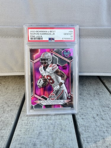 Topps 2023 Bowman's Best University Marvin Harrison Jr. Pink Lava /100 PSA 10