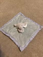 Carters Gray Elephant Lovey Security Blanket Matte Satin Trim Soft