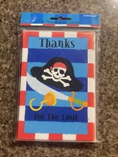 Pirate Thanks for The Loot Set of 8 Thank You Cards & Envelopes Blank NEW Sealed