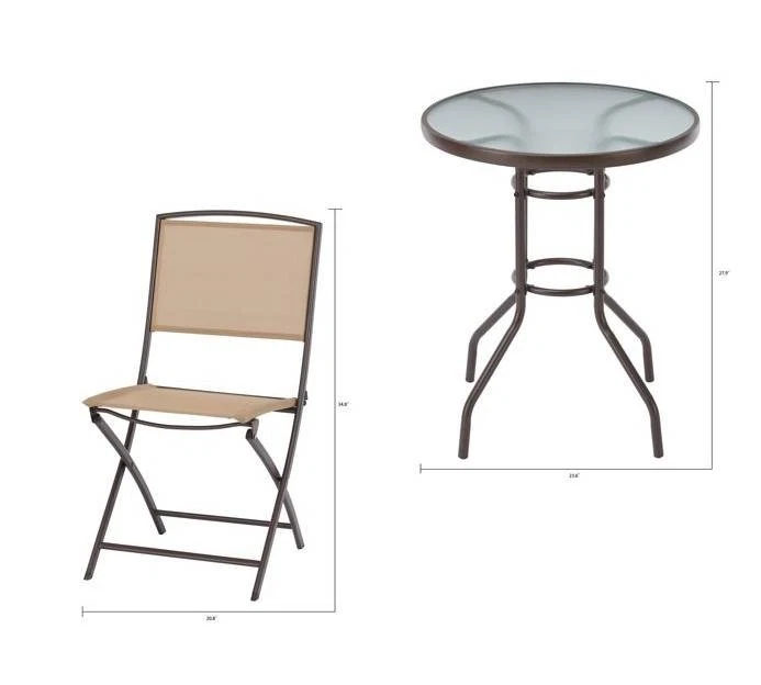 Mainstays Albany Lane Juego de 3 Piezas Bistro Patio Balcón, Bronceado NUEVO (34C) Foto 3 de 3