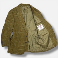 J.PRESS Harris Tweed Tailored Jacket Olive Windowpane Size L