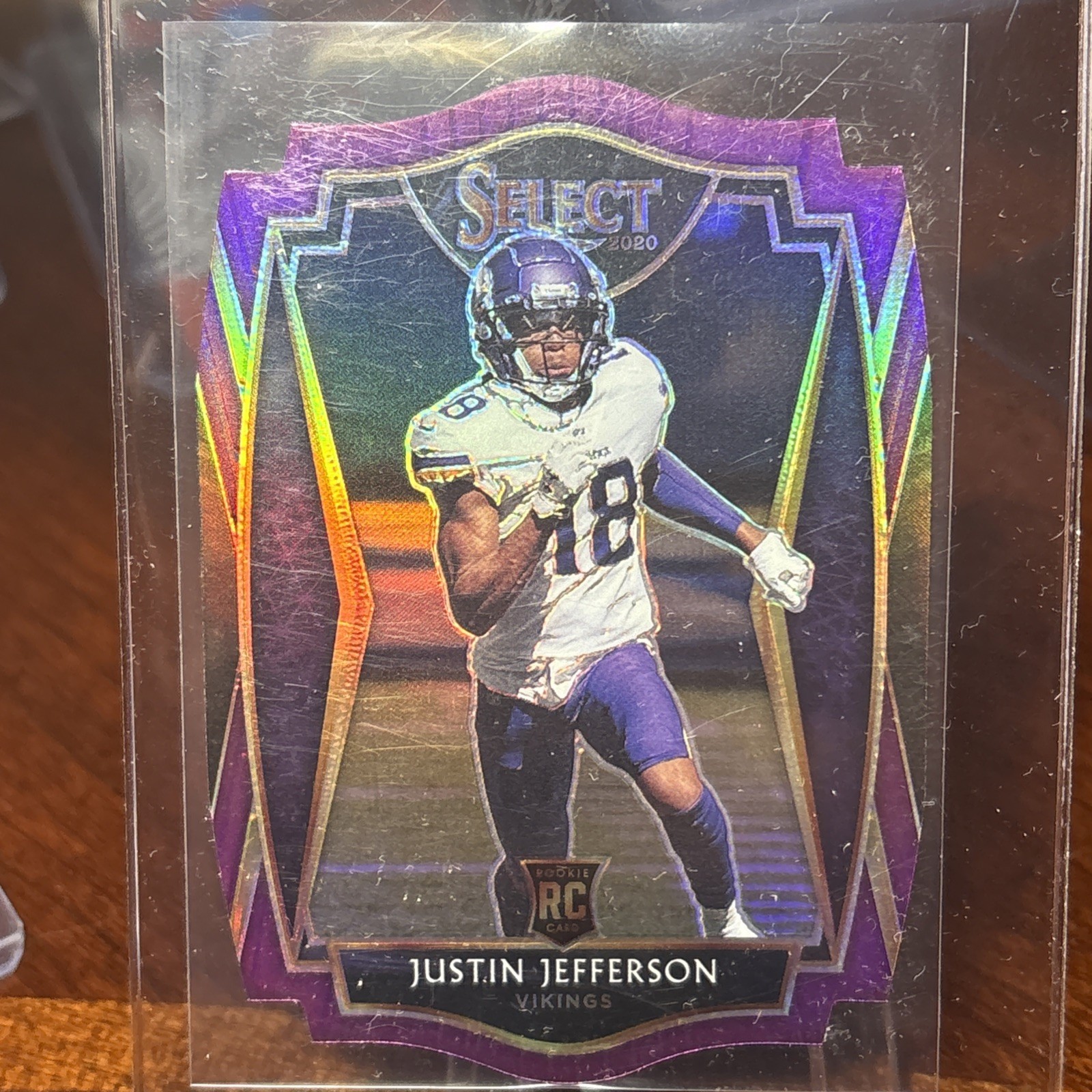 2020 Select - Premier Level Justin Jefferson #161 Purple Prizm Die-Cut (RC)