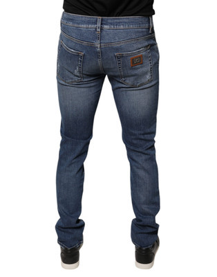 Dolce & Gabbana Blue Tattered Cotton Stretch Skinny Denim Dolce & Gabbana Blue Tattered Cotton Stretch Skinny Denim