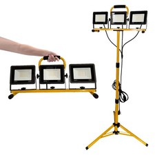 Adjustable 3 Heads LED Flood Lights Tripod Stand Camp Work Site Emergency Lamp
