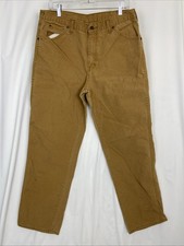 Vintage Dickies Camel Brown Canvas Pants Men's Size 34x32 Utility Work