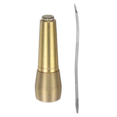 Copper Handle Sewing Awl Set Elbow Hooked Awl Repair Tool with Needle, Yellow