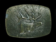 UC09151 VINTAGE 1976 **BUGLING ELK** ART COMMEMORATIVE BELT BUCKLE