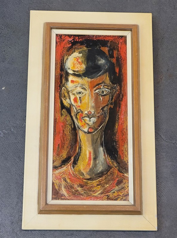 MCM Original Painting on Board by Edna Reindel Signed Framed Listed Wonderful