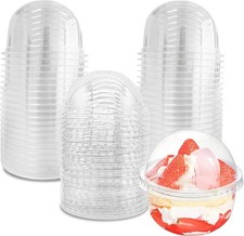 50 Pack 9 oz Clear Plastic Dessert Cups with Dome Lids,No Hole Disposable Snack