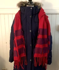 ETRO WOOL/SILK VERY LARGE RECTANGULAR SCARF  SHAWL WITH FRINGE 64"X 52" ITALY