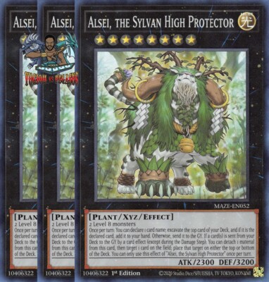 Yugioh! 3x Alsei the Sylvan High Protector MAZE-EN052 Super Rare 1st Ed NM