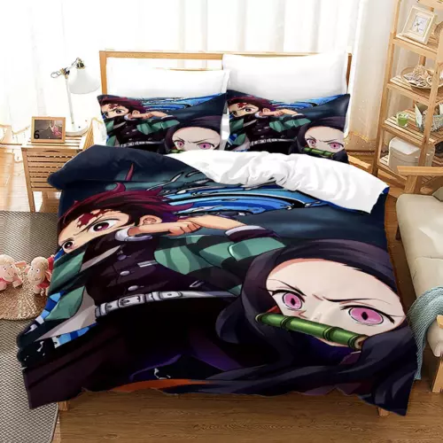 3-teiliges Demon Slayer Bettwäsche-Set Steppdecke Bettbezug Single Double King Size UK - Bild 16 von 49