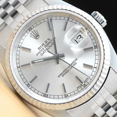 MENS ROLEX DATEJUST 16234 18K WHITE GOLD STAINLESS STEEL GENUINE WATCH
