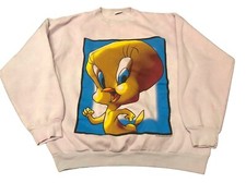 Vintage Tweety Bird Sweatshirt L-XL Bleach Dye