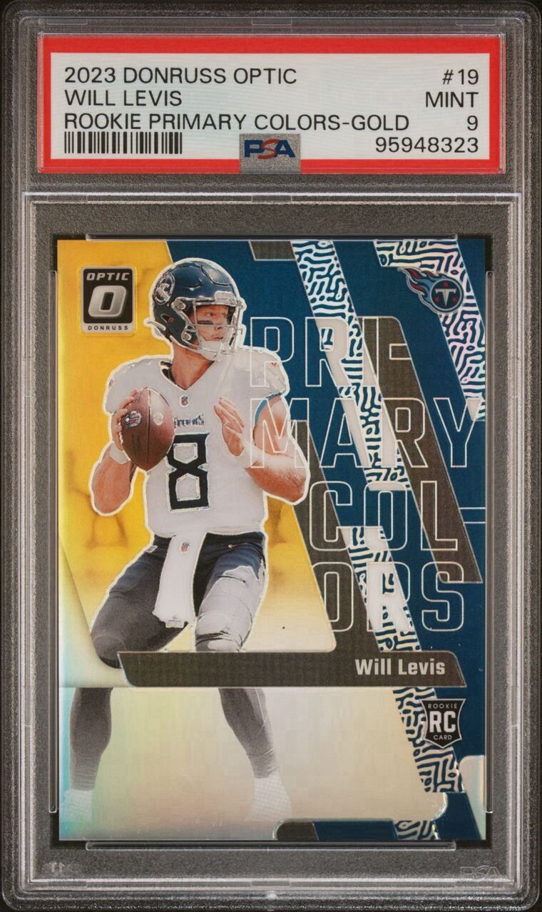 2023 PANINI DONRUSS OPTIC ROOKIE PRIMARY COLORS 19 WILL LEVIS GOLD PSA 9 /10